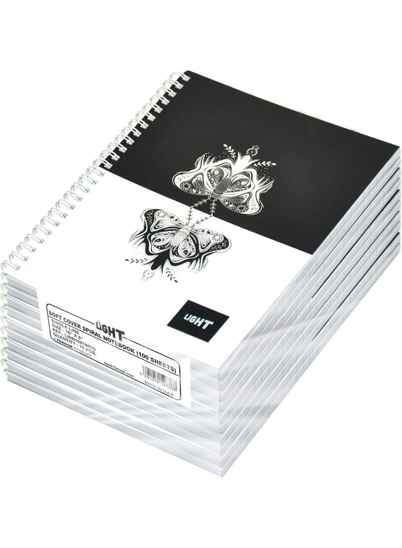 FIS Light Spiral Soft Cover Notebook Single Line - LINB1081803S (Pack of 10 Pieces X 100 Sheets, 10X8in) - Image 1
